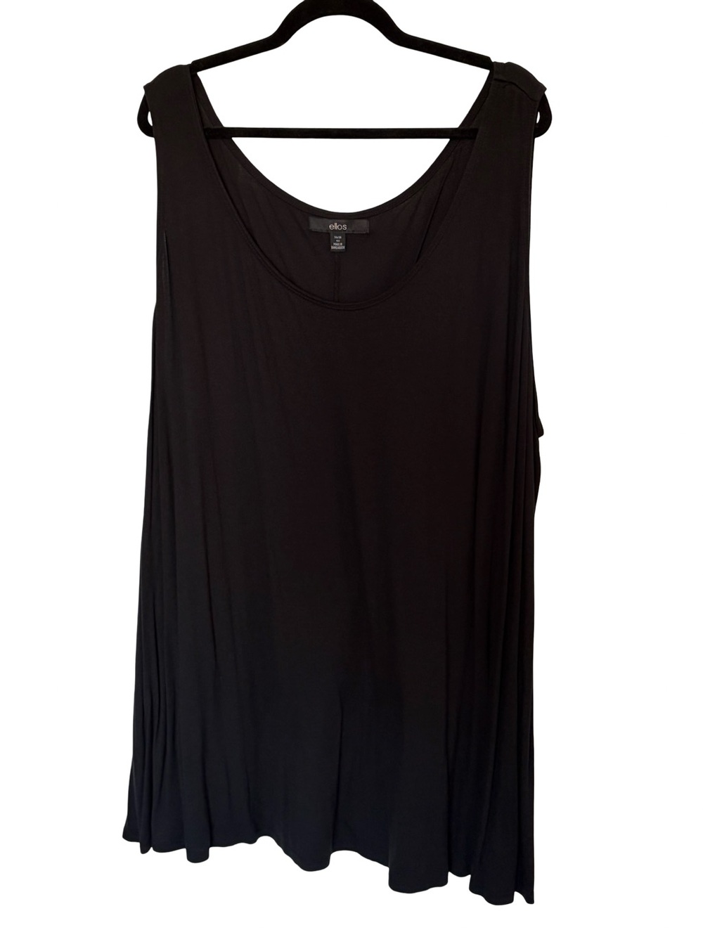 EUC ellos Black Plus Size Sleeveless Tunic Top 34/36 4X